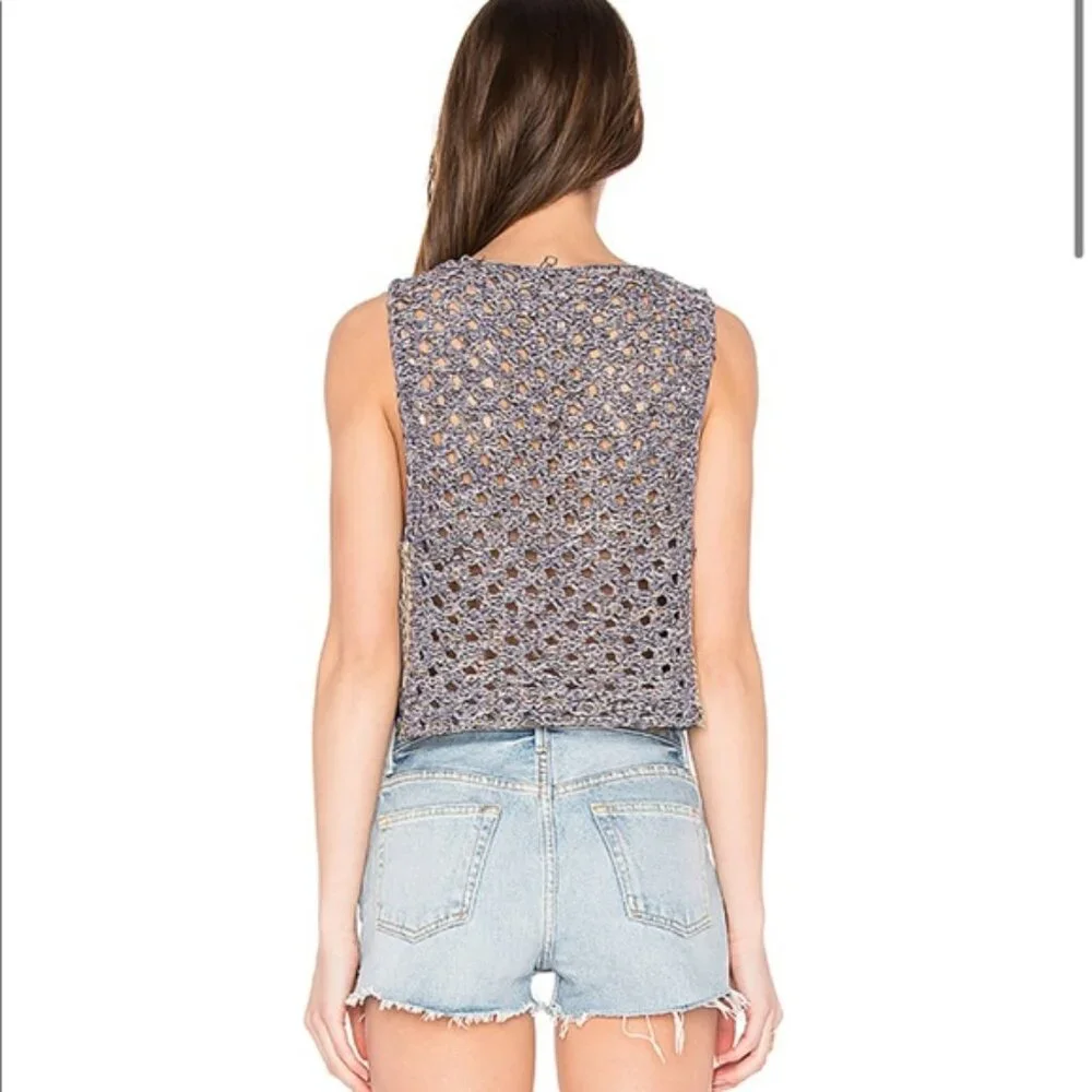 Free People Step Outside Striped Crochet Tank
